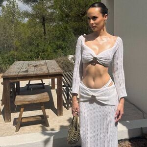 PLT - White Crochet Two-Piece Set